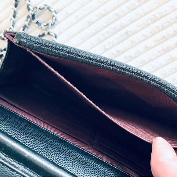 Chanel Caviar Chevron wallet on chain w/authenticity card, booklet, box NICE!!! - Picture 7 of 15